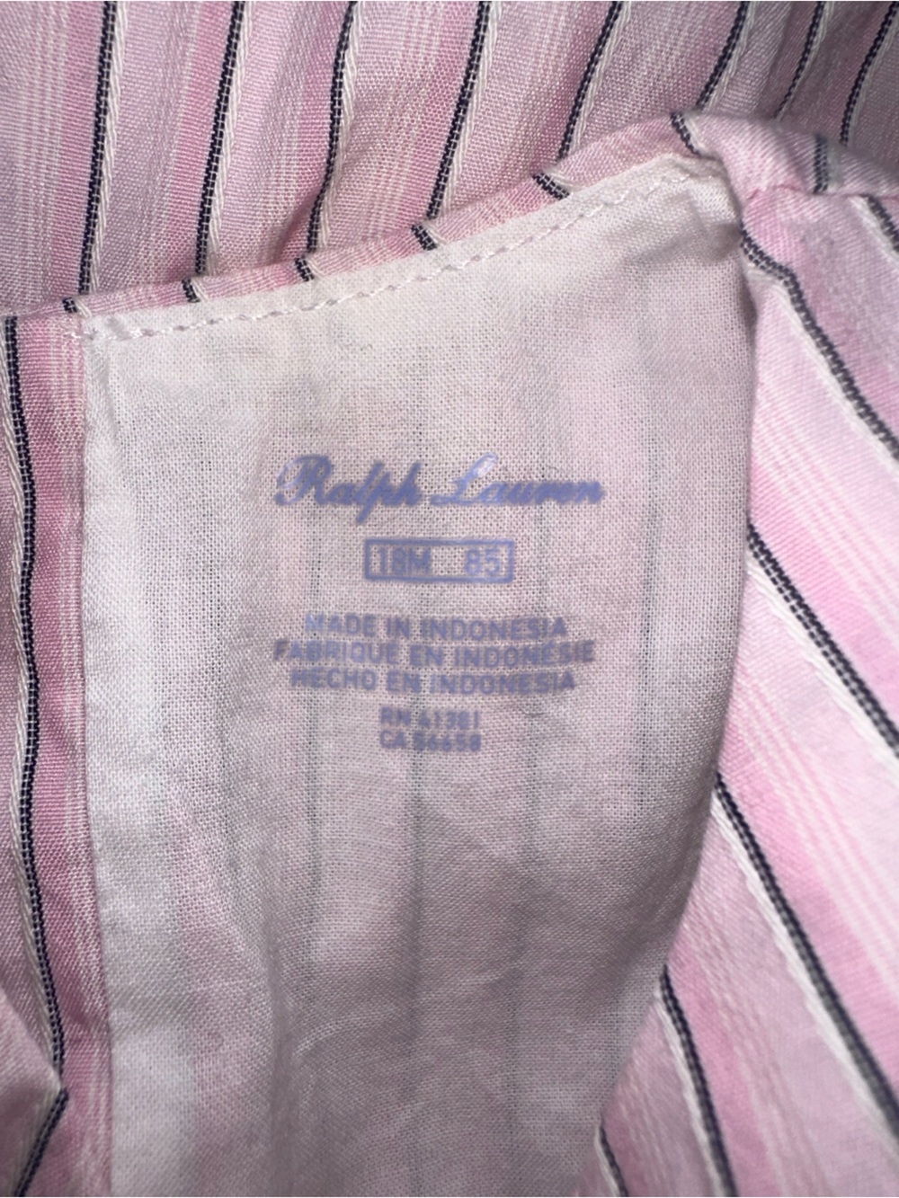 Ralph Lauren Babygirl Pink and White Striped Ruffle Sleeve Dress - Picture 8 of 8